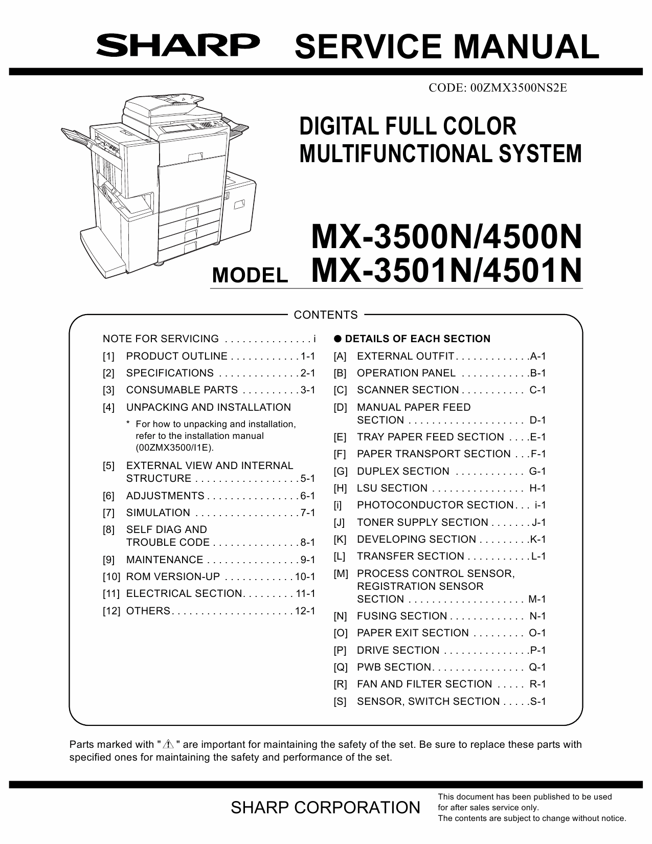 SHARP MX 3500 3501 4500 4501 N Service Manual-1